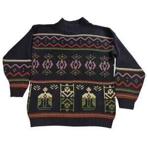 VTG Clifton Place Knit Sweater Mens L Made USA Geometric Aztec Pattern Pullover